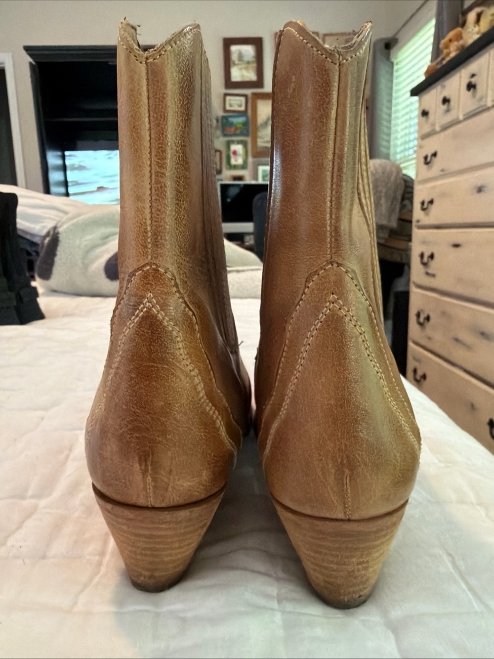 Free People New Frontier Western Leather Boho Chelsea Boots 38 Cowboy - Picture 5 of 8